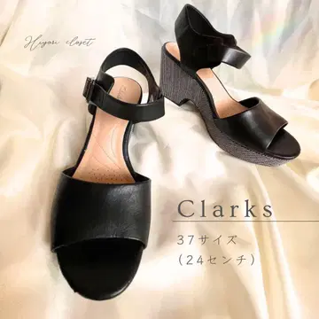 블랙 앵클 스트랩 샌들 Clarks 클락스 웨지솔