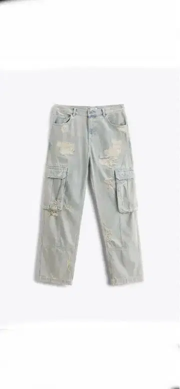 ZARA 데미지 카고 데님 팬츠 스카이블루 JP 31