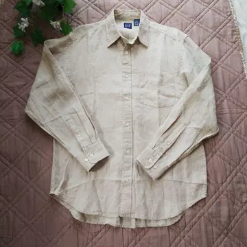 GAP 100% 린넨 베이지 긴팔 셔츠 S