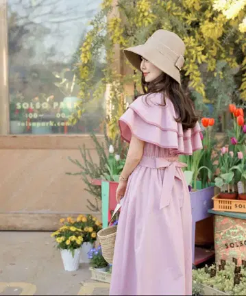 펄 리본 워셔블 스트로우 햇 le reve vaniller