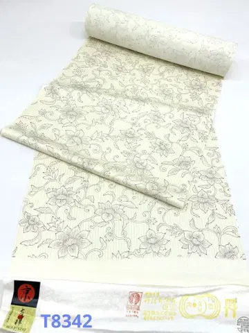 코몬 교유젠 세로 줄무늬에 당화 순수 실크 옷감