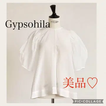Gypsohila 시어 퍼프 탑 화이트 블라우스 페더 반팔