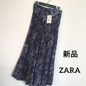 자라 네이비 도트 무늬 플리츠 스커트 XS