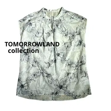 새상품급 TOMORROWLAND 컬렉션 코튼 플라워 자수 블라우스