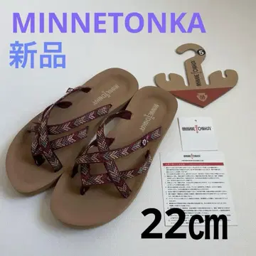 새상품 MINNETONKA 플립플랍 마룬 멀티 컬러 22cm