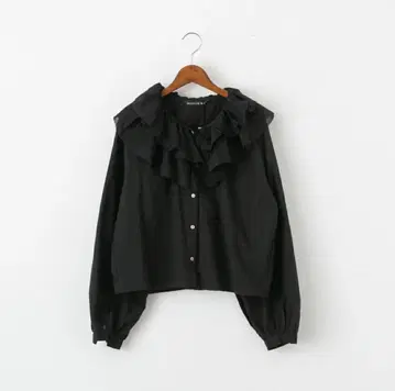 mizuiro ind 프릴 칼라 셔츠 블랙