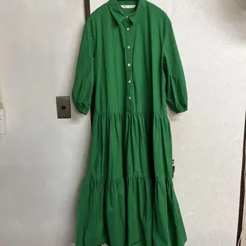 자라 그린 티어드 셔츠 원피스
