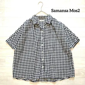 Samansa Mos2 사만사 모스모스 깅엄 체크 면 린넨 블라우스 M