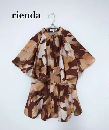 rienda 리엔다 플라워 프린트 슬리브리스 셔츠 FREE