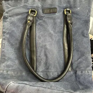 TOMMY HILFIGER 타미힐피거 캔버스 가죽 토트백
