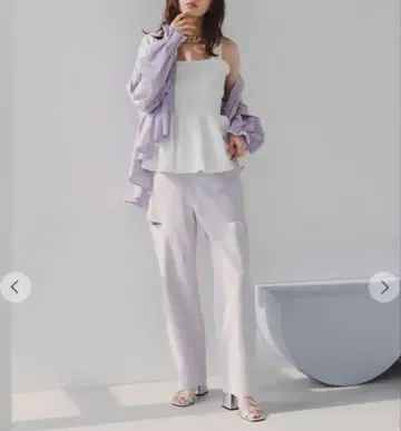 COCODEAL 리메이크 허리 슬릿 스트레치 데님 라벤더 size2