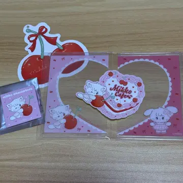 mikkocafe 카페 굿즈 경질 케이스 세트 스퀘어 캔뱃지
