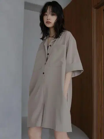 hellam 크레이프 셔츠 올인원