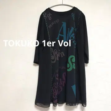 토쿠코 프리미어 TOKUKO 패턴 블라우스 튜닉 블랙 여성용 M