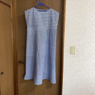 유카타 원단 퍼프 슬리브 플레어 원피스