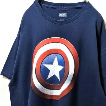 마블 캡틴 아메리카 빅 로고 티셔츠 네이비 컬러 L 구제 의류