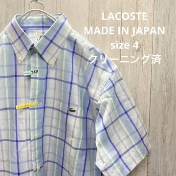 일본제 라코스테 Lacoste 반팔 체크 버튼 다운 셔츠 XL 상당