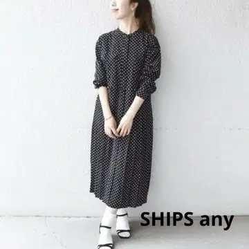 SHIPS any 조젯 플리츠 셔츠 원피스 도트