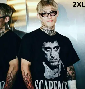 히라모토 렌 착용 스카페이스 빈티지 가공 티셔츠