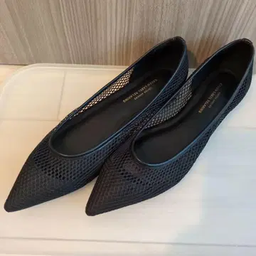 새상품급 GREEN LABEL 메쉬 플랫 슈즈 블랙 23cm