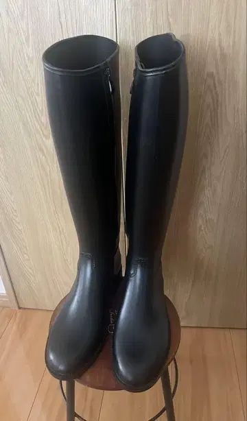 롱 레인부츠 안쪽 지퍼 포함 블랙 L 사이즈