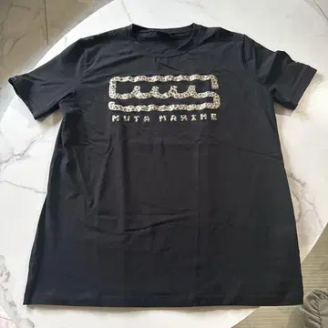 MUTA MARINE 블랙 티셔츠 레오파드 프린트