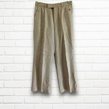 휴먼 우먼 치노 팬츠 M 코튼 린넨 베이지 센터 프레스 무지