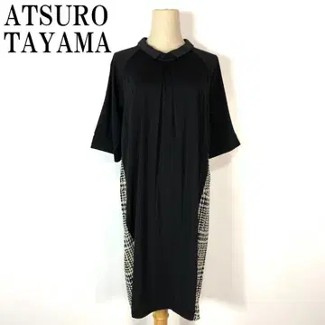 ATSURO TAYAMA 카라 부착 원피스 올 패턴 블랙 36 B6150