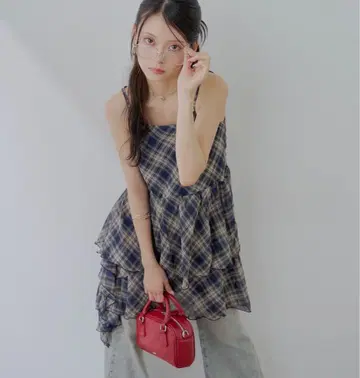chico 티어드 사이드 드롭 프릴 미니 원피스 네이비