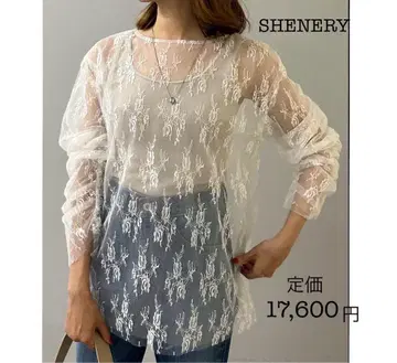 새상품 SHENERY 백산 레이스 풀오버 상의 시스루