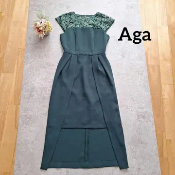 새상품급 Aga 파티 드레스 그린 레이스 디자인 심메트리 원피스