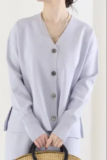 iena 파인 코튼 스무스 가디건 색스 블루 (퍼플)