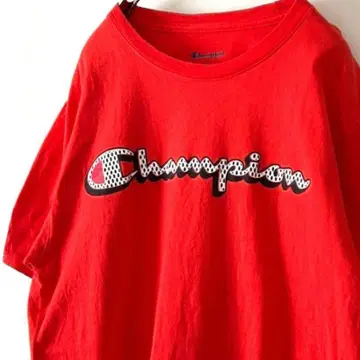 챔피온 Champion 로고 티셔츠 오렌지 레드 빨간색 구제 의류