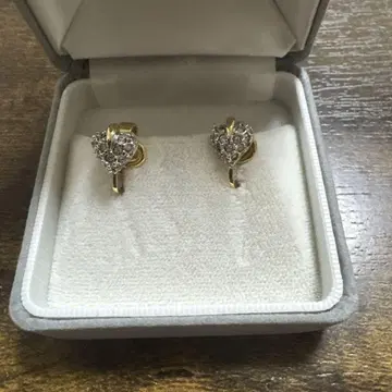 하트 모양 크리스탈 귀찌 골드 톤