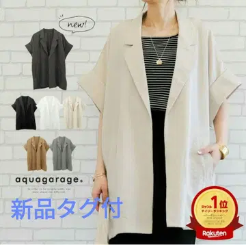 택 포함 새상품 aquagarage 아쿠아 가라지 반팔 셔츠 자켓 베이지