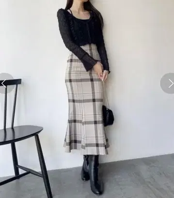 스나이델 하이 웨스트 머메이드 스커트 체크