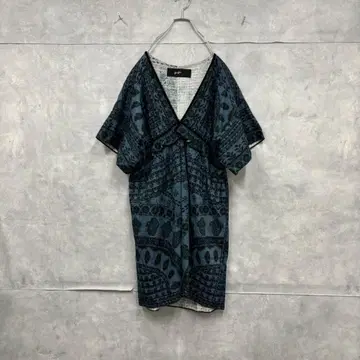 fur fur 퍼퍼 올 패턴 원피스 반팔 일본제 N1172