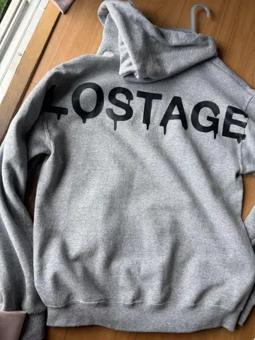 LOSTAGE 그레이 후드 부착 후드티 M