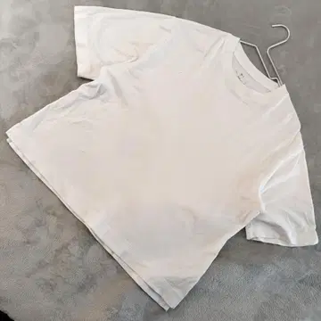 무인양품 MUJI 리브 니트 와이드 티셔츠 사이즈 M-L 화이트 무지
