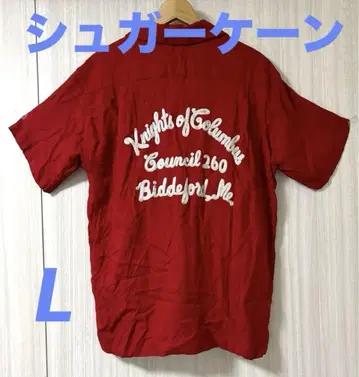 동양 볼링 셔츠 L 사이즈 스타일 아이즈 슈가케인 빨간색 반팔 셔츠