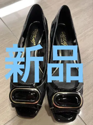 새상품 펌프스 오픈토 블랙 3cm 도트 패턴