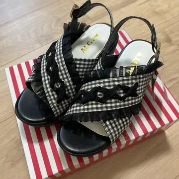 ALGY 깅엄 체크 샌들 22cm
