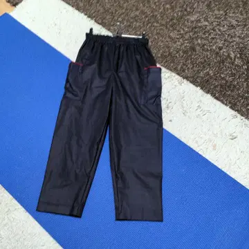 블랙 캐주얼 팬츠 허리밴딩 포켓 부착