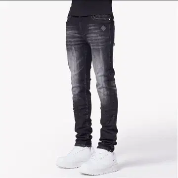 GUAPI 슬림 핏 블랙 데님 30