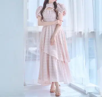 로제뮤즈 RoseMuse 자카드 체크 드레스 핑크