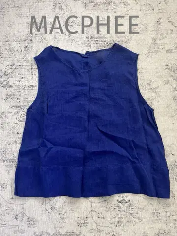 MACPHEE 린넨 라미 슬리브리스 블라우스 린넨 블루
