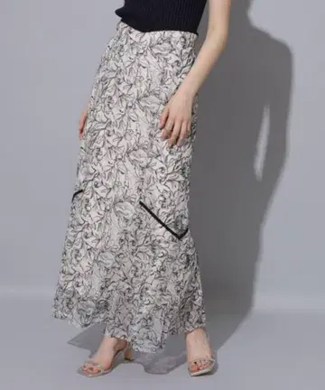 Rirandture 자수 튤 머메이드 스커트