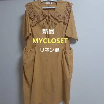 완판템 새상품 MYCLOSET 세일러 레이스 자수 린넨 혼방 원피스 F