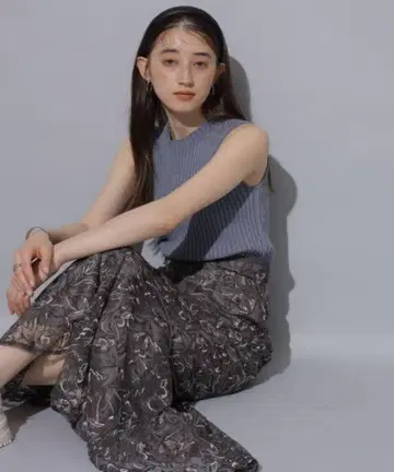 Rirandture 자수 튤 머메이드 스커트