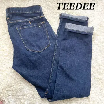 TEE DEE 청바지 데님 다크 네이비 빨간색 귀 셀비치 월계수 빈티지
